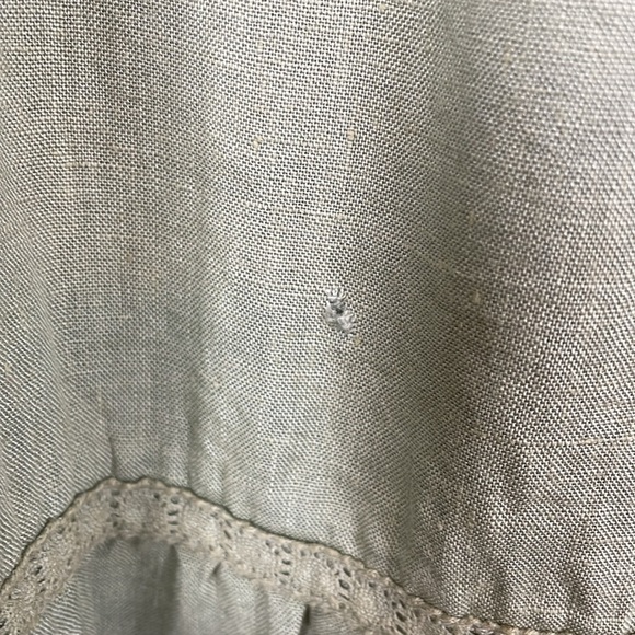 Lucky Brand Linen Sleeveless Pullover Tiered Lace V Neck Sage Green Womens L - Picture 4 of 9